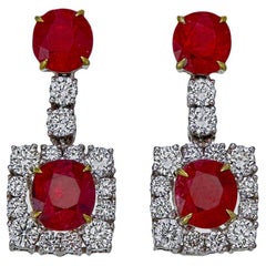 GIA Certified 1.88 Carats Burma Pigeon Blood No Heat Ruby Earrings in 18K W/G