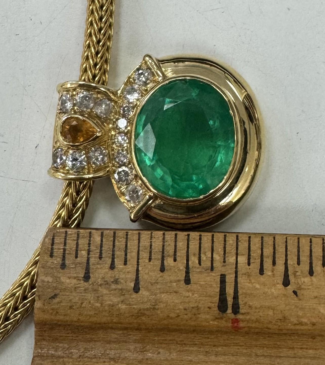 GIA Certified 18.80cts. Oval Emerald and Diamond Pendant set in 18k Yellow Gold For Sale 2