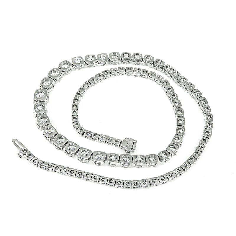 Round Cut GIA Certified 18.81 Carat Diamond 12.06 Carat Diamond Tennis Necklace For Sale