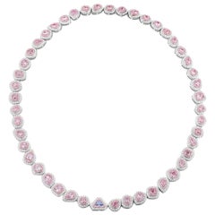 GIA Certified 18.84 Carat Royal Blue and Fancy Pink Diamond White Gold Necklace