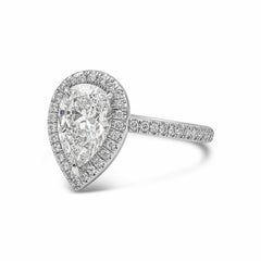 Roman Malakov GIA Certified 1.89 Carats Pear Shape Diamond Halo Engagement Ring