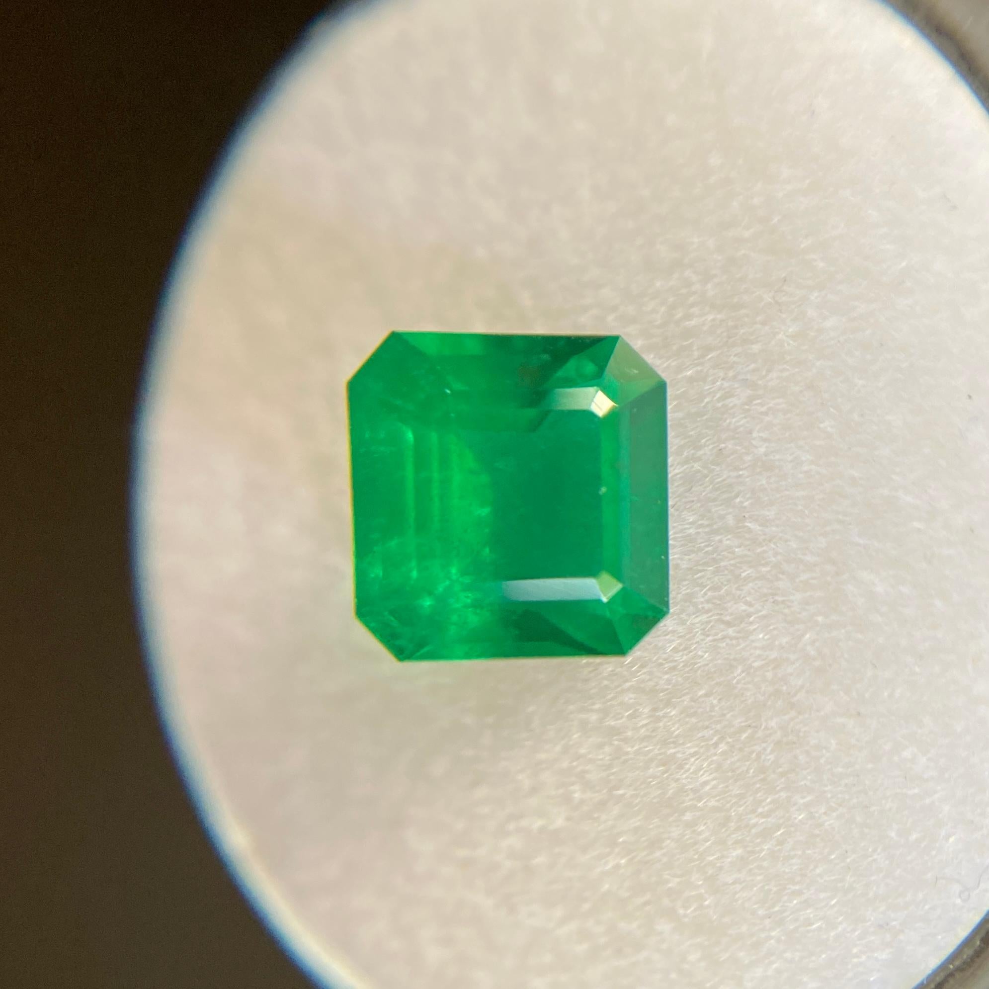 GIA Certified 1.89ct Fine Intense Green Emerald Square Emerald Cut Minor Oil Gem 3