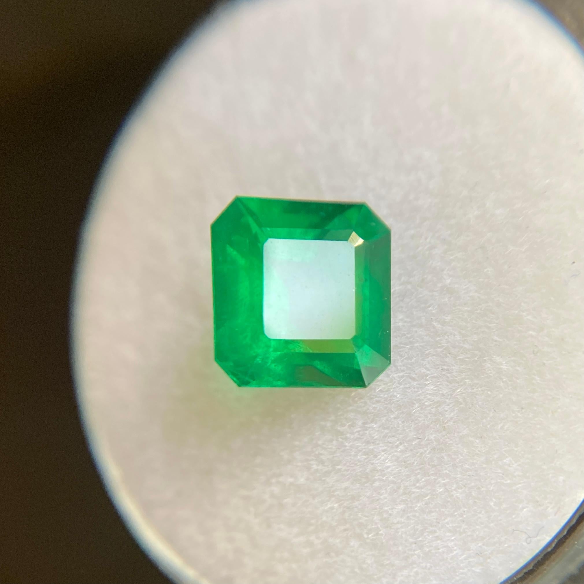 Men's GIA Certified 1.89ct Fine Intense Green Emerald Square Emerald Cut Minor Oil Gem