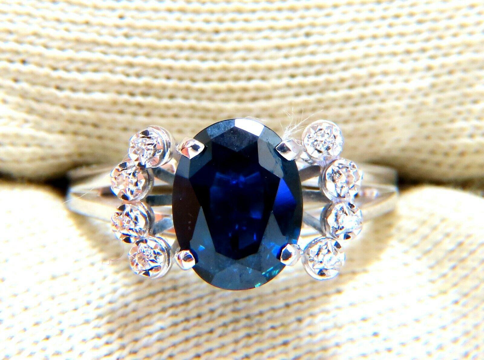 GIA Certified 1.89ct Sapphire Diamonds Ring 14kt No Heat For Sale 1