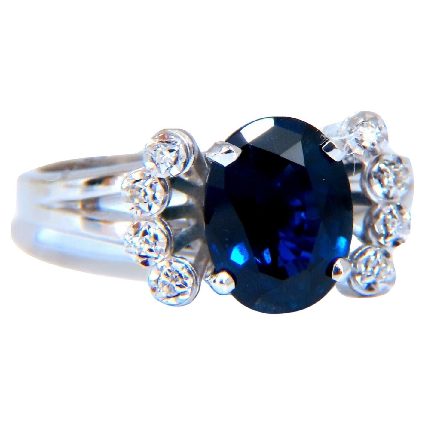 GIA Certified 1.89ct Sapphire Diamonds Ring 14kt No Heat*