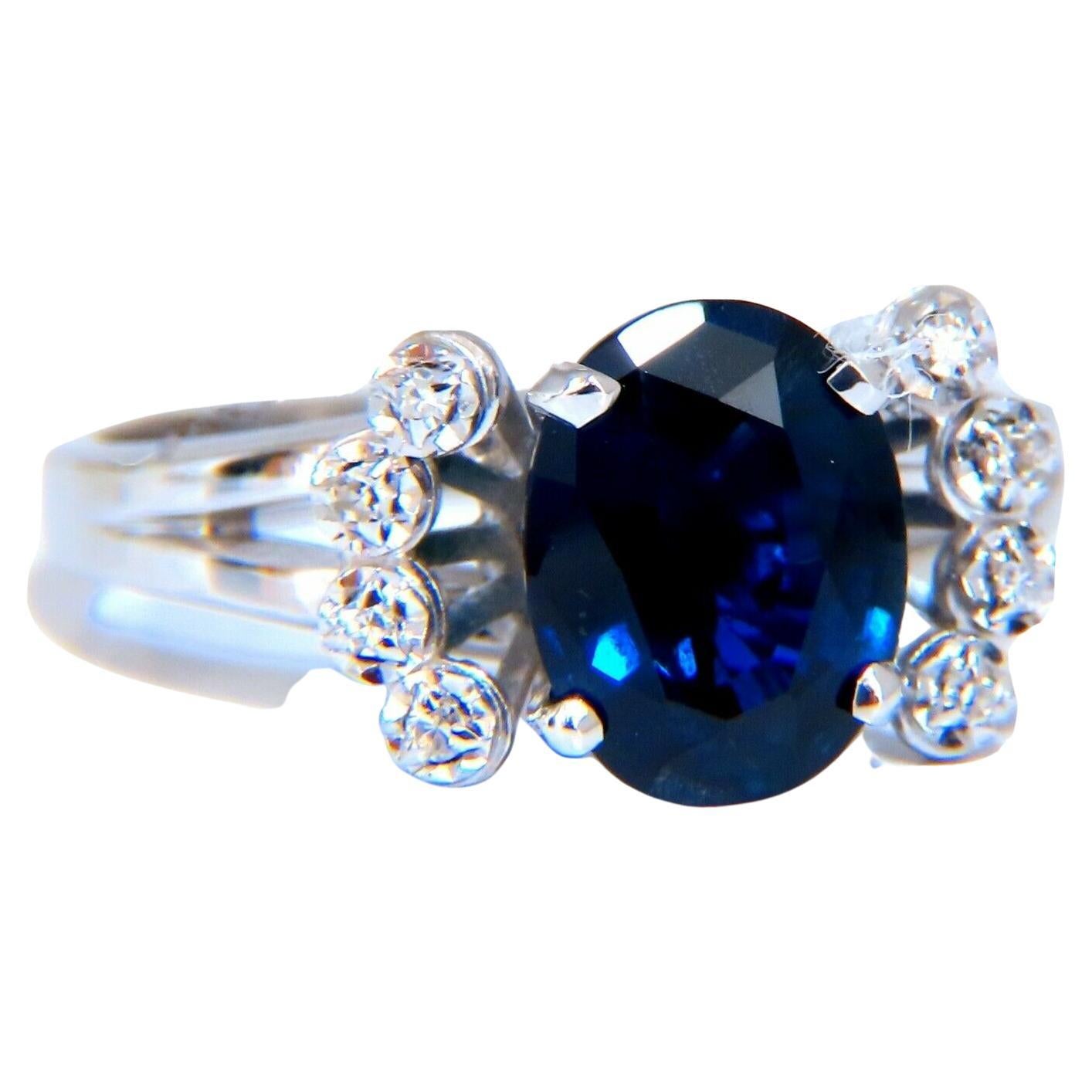 GIA Certified 1.89ct Sapphire Diamonds Ring 14kt No Heat