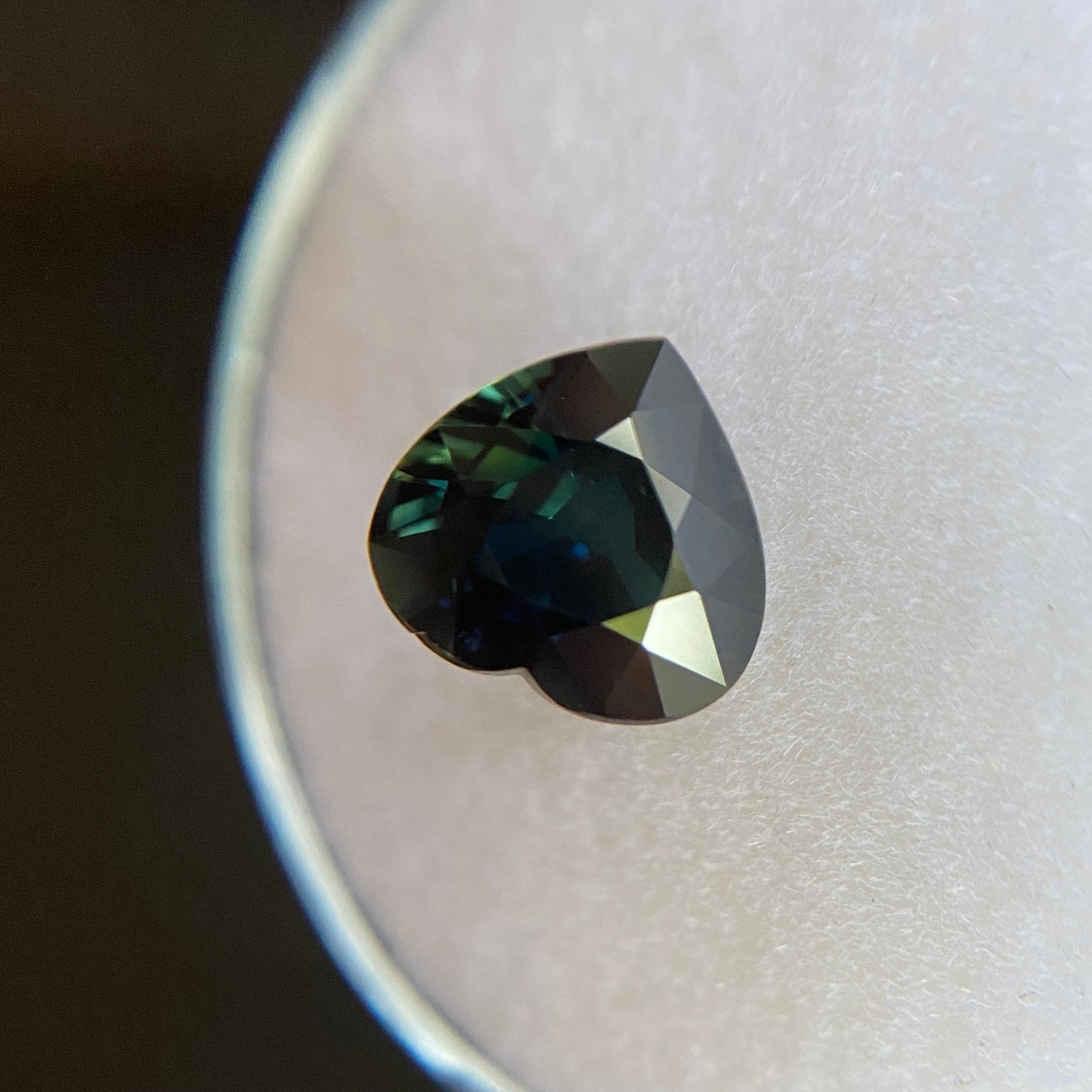 GIA Certified 1.89ct Untreated Green Blue Sapphire Heart Cut Loose Rare Gemstone 1