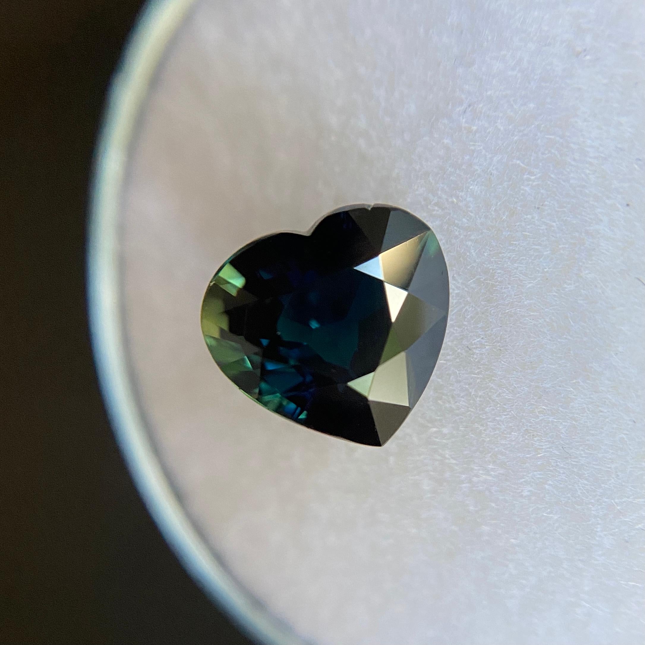 GIA Certified 1.89ct Untreated Green Blue Sapphire Heart Cut Loose Rare Gemstone 3