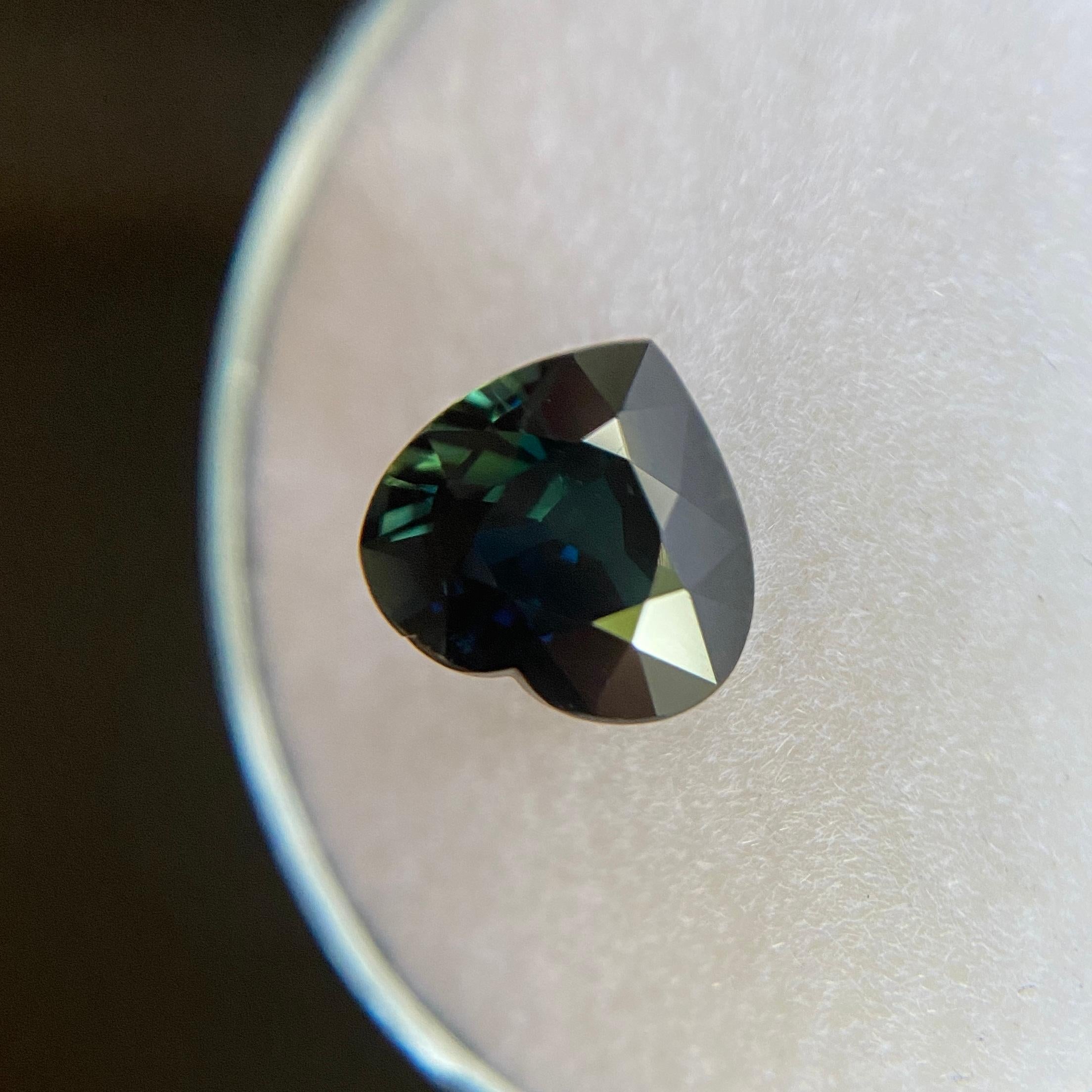 GIA Certified 1.89ct Untreated Green Blue Sapphire Heart Cut Loose Rare Gemstone 4