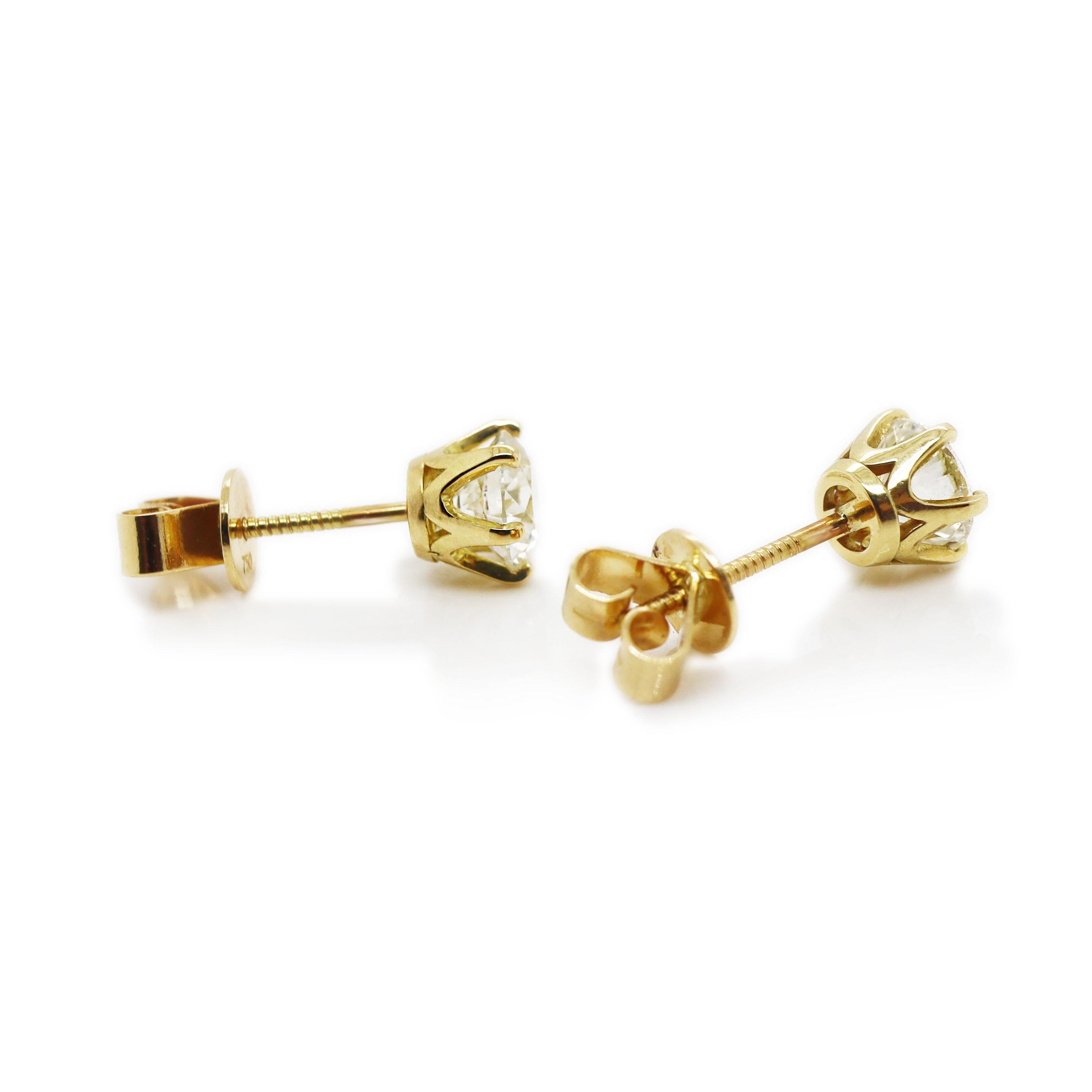 Clous d'oreilles en or jaune 18 carats et diamants de 2,00 carats certifiés GIA Neuf - En vente à Sydney, NSW