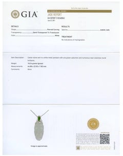 GIA Certified 18k Carved White Jade, Jade and Diamond Pendant and Chain Necklace
