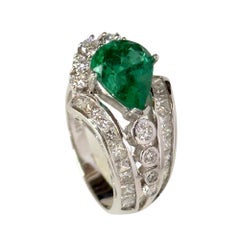 GIA Certified 18k Diamond and Emerald Ring