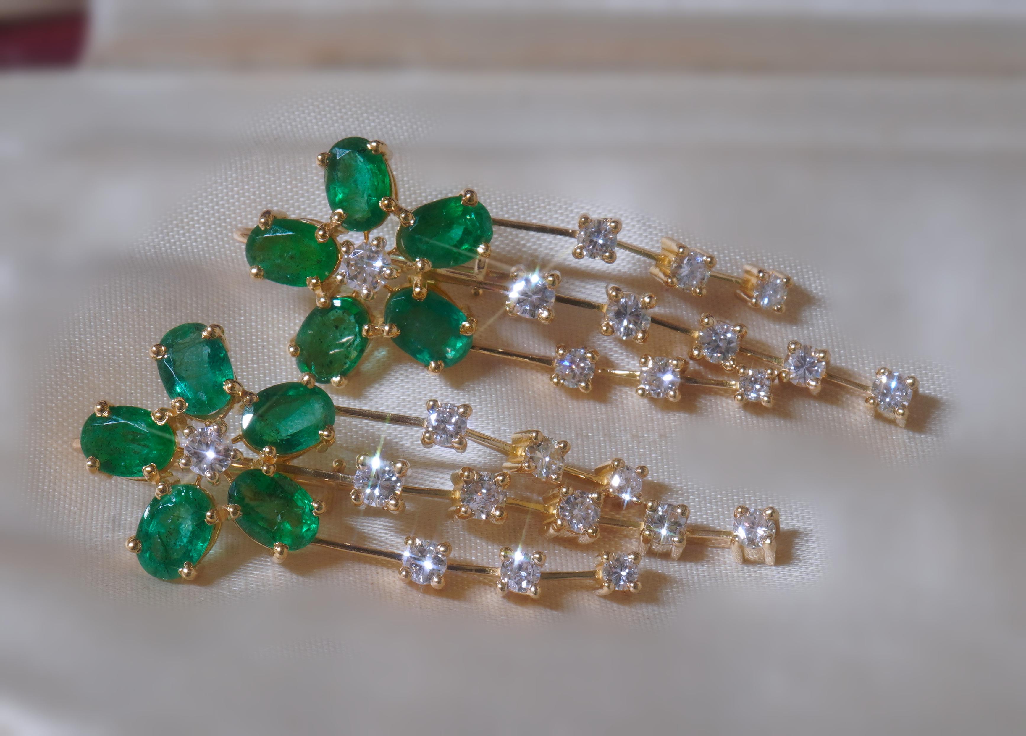 Pendientes Vintage Diamante Esmeralda Certificado GIA 18K Oro Natural VS 10,18 Quilates en venta 5