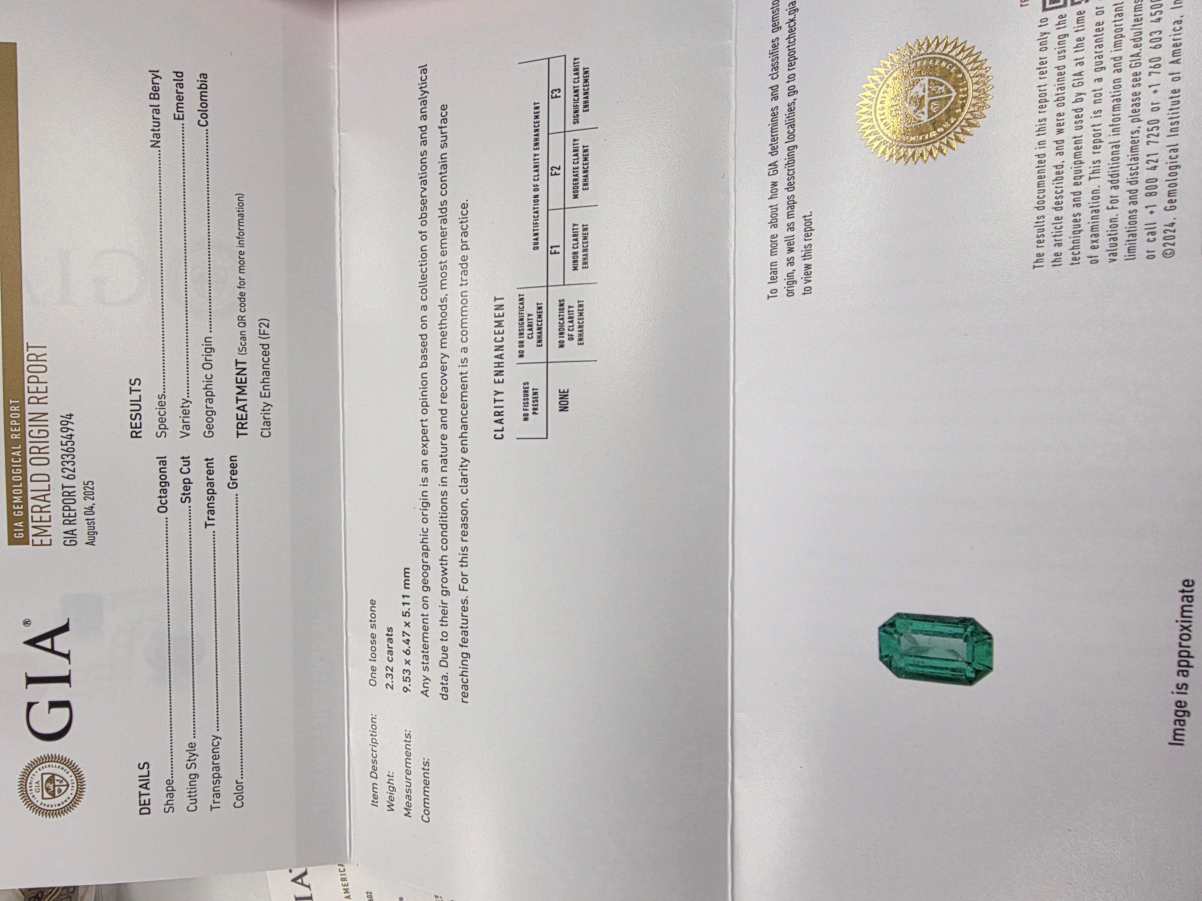 Anello con smeraldo colombiano e diamante da 2,32 carati certificato GIA in oro 18 carati in vendita 4