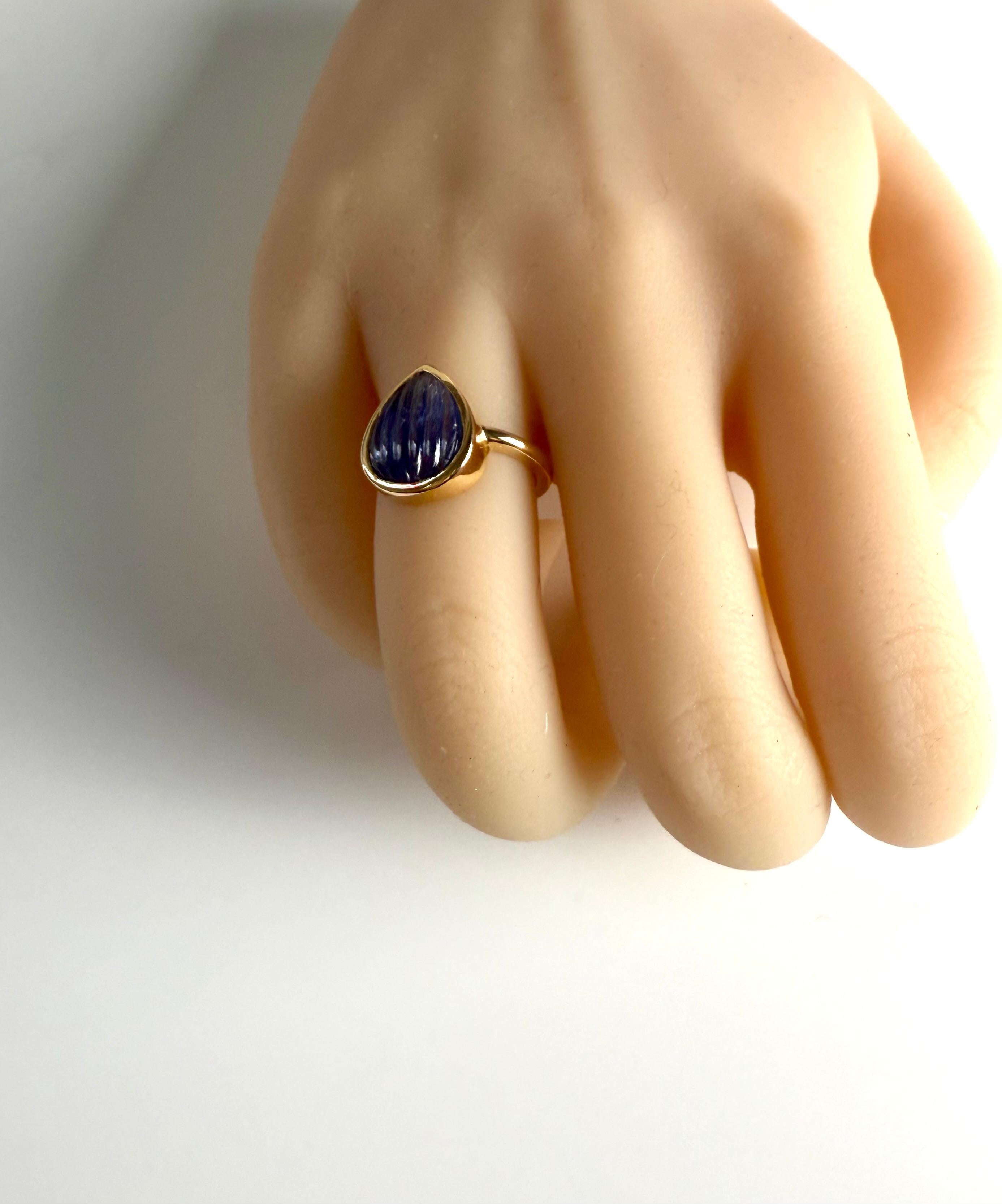GIA Certified 18K Gold Bezel Solitaire Ring 4.70-carat Burma sapphire No Heat For Sale 2