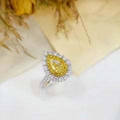 GIA Certified Yellow Diamond Double Halo Cocktail Ring