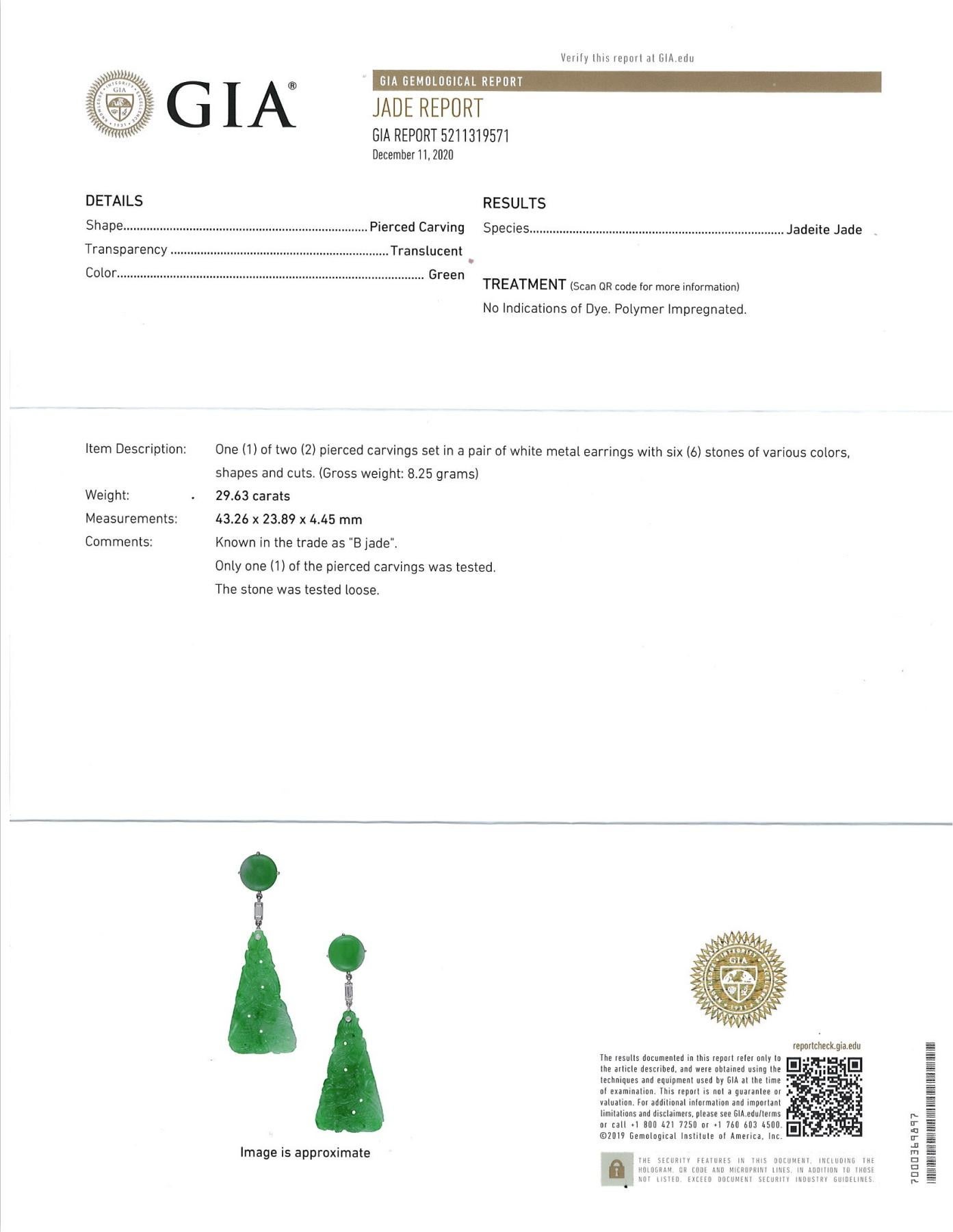 GIA-zertifizierte 18 Karat Gold Jade-Diamant-Ohrringe für Damen oder Herren im Angebot