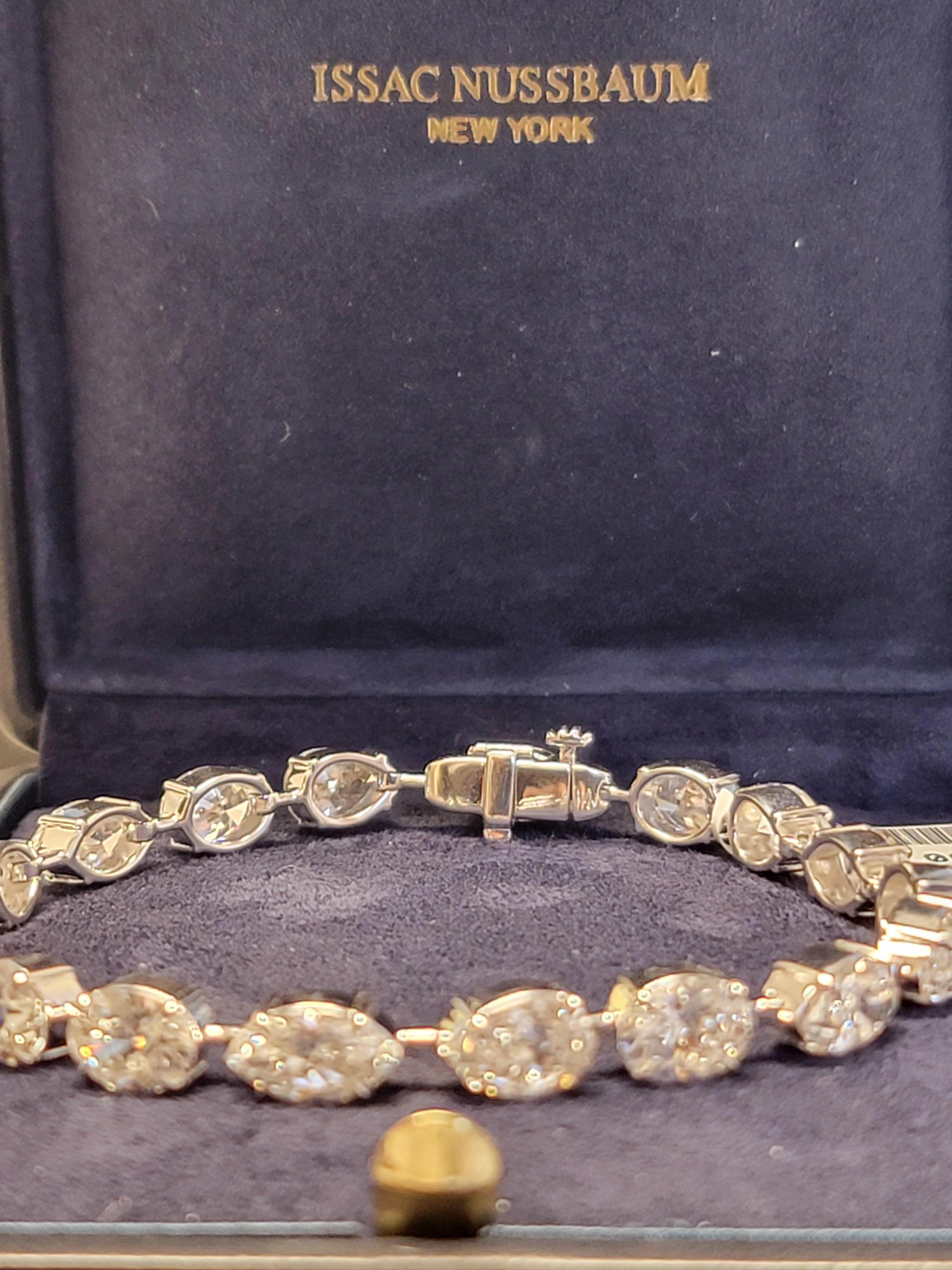 Moderno Bracciale Dimond a forma ovale, pera e marquise di Issac Nussbaum 18K WG 16,20Carati. in vendita