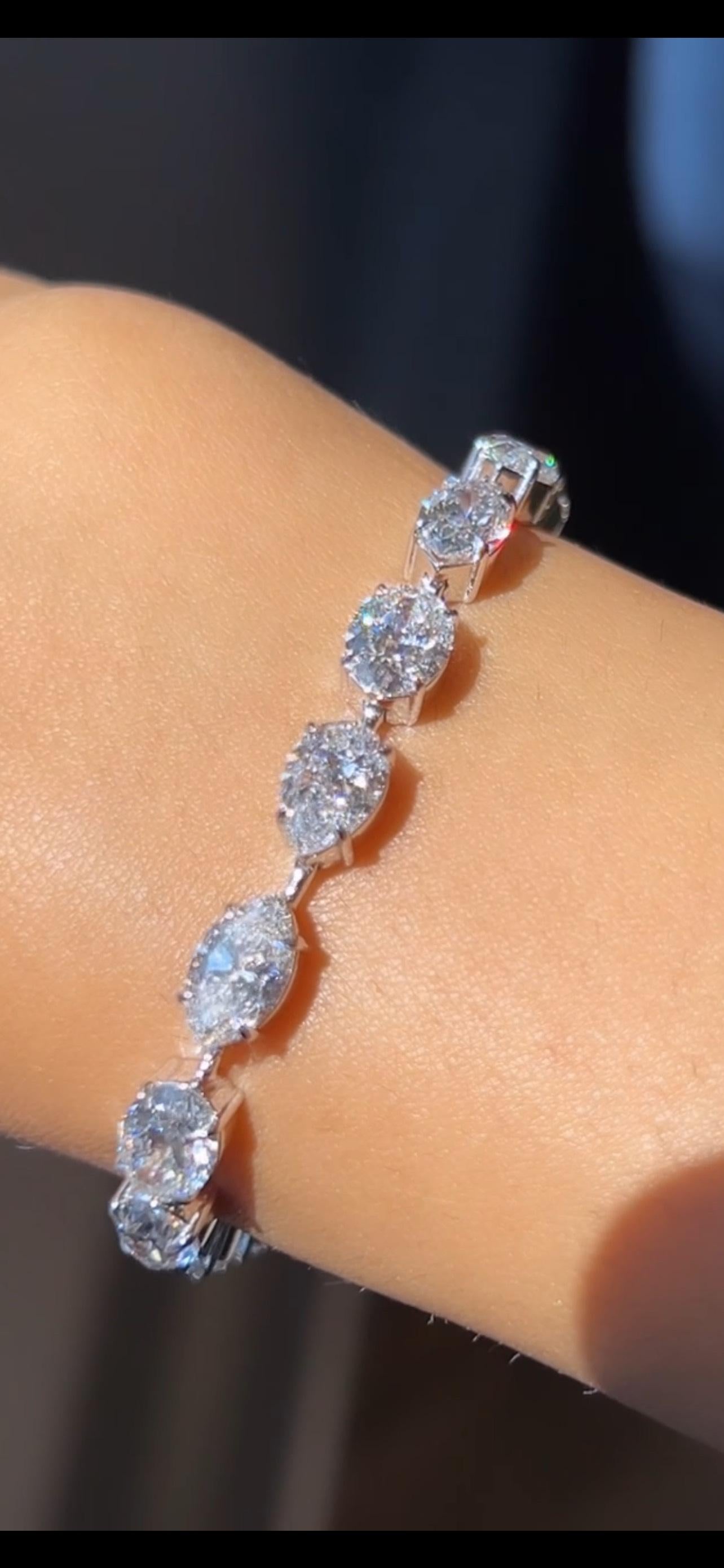 Bracciale Dimond a forma ovale, pera e marquise di Issac Nussbaum 18K WG 16,20Carati. In condizioni Nuovo in vendita a New York, NY