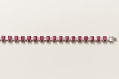 GIA Certified 18K White Gold Burmese Ruby & Diamond Tennis Bracelet