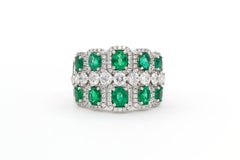 GIA Certified 18k White Gold Emerald Diamond Cocktail Ring 2.07ctw 1.79ctw Brazi