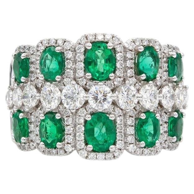 GIA zertifiziert 18k Weißgold Smaragd Diamant Cocktail Ring 2,07ctw 1,79ctw Brazi
