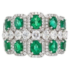 GIA Certified 18k White Gold Emerald Diamond Cocktail Ring 2.07ctw 1.79ctw Brazi