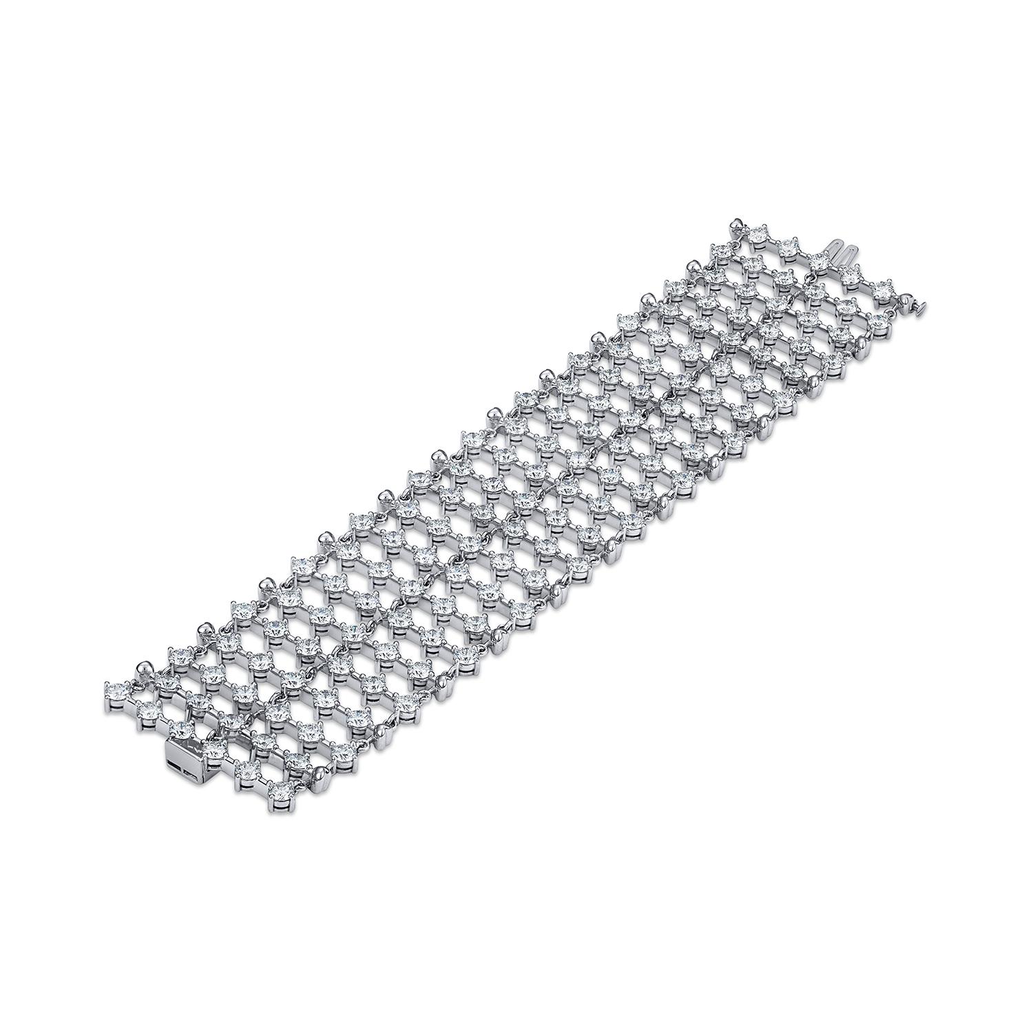 GIA-zertifizierte natürliche Six Row Round Diamond Armband 1