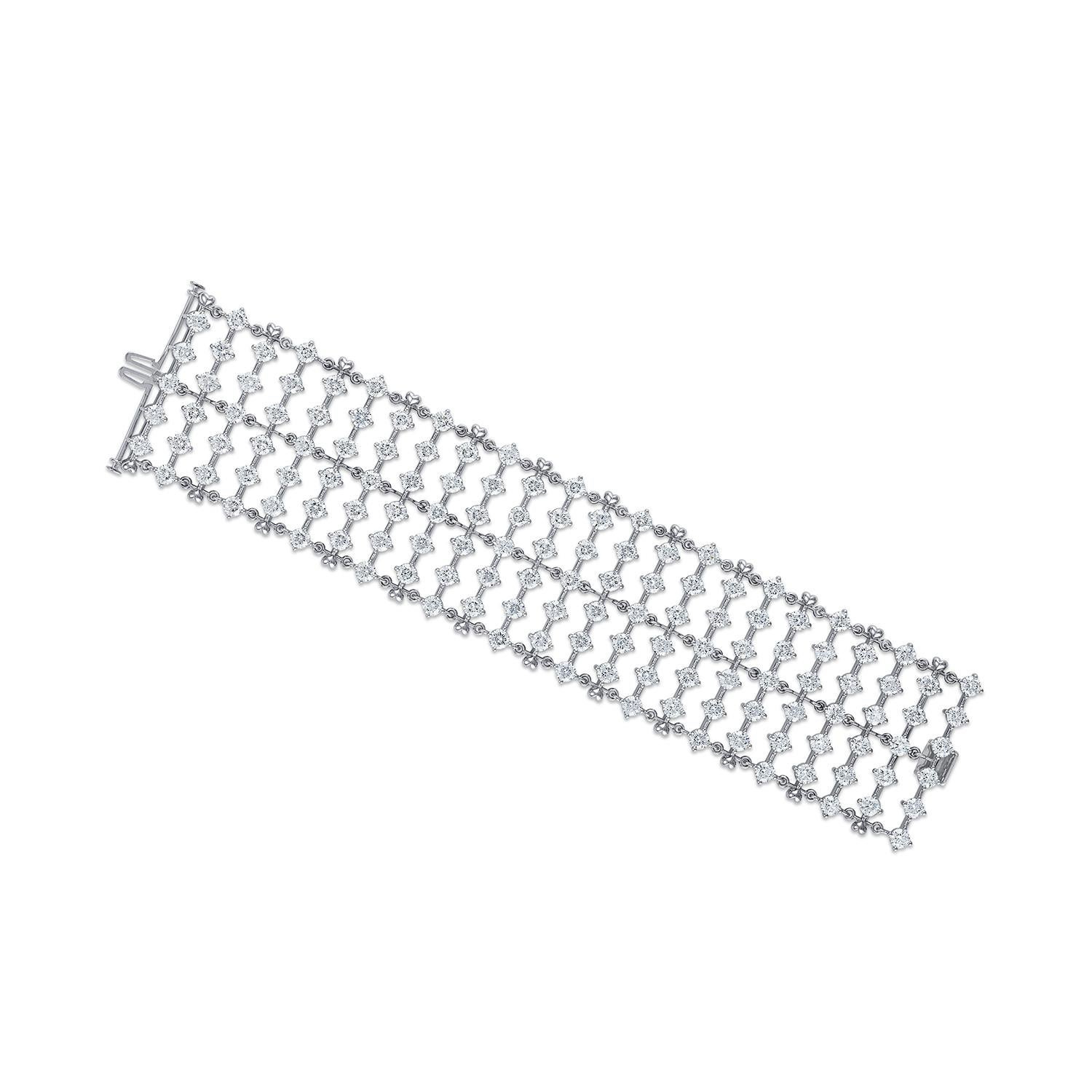 GIA-zertifizierte natürliche Six Row Round Diamond Armband 2