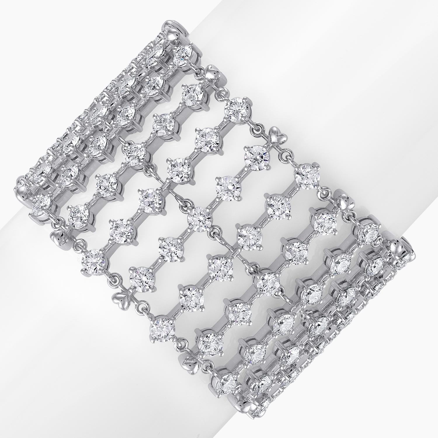 GIA-zertifizierte natürliche Six Row Round Diamond Armband 3
