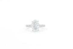 Anillo de compromiso solitario de oro blanco de 18 quilates y diamantes de talla oval con certificado GIA 3,50 ct