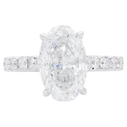 GIA Certified 18k White Gold
Oval Cut Diamond Solitaire Engagement Ring 3.50ct