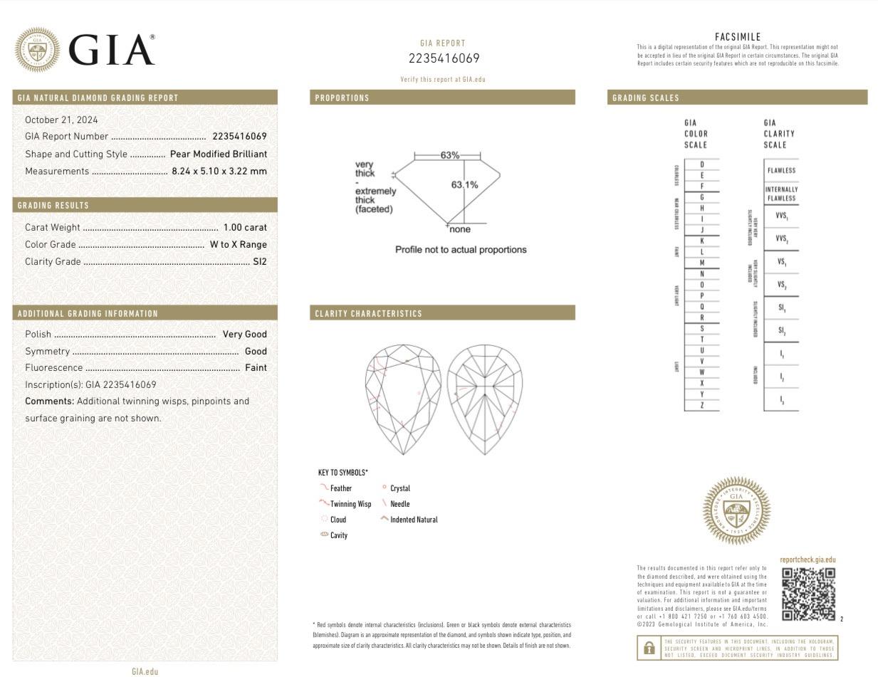 GIA Certified 18K White Gold Pear-cut Yellow Diamond Ring For Sale 1