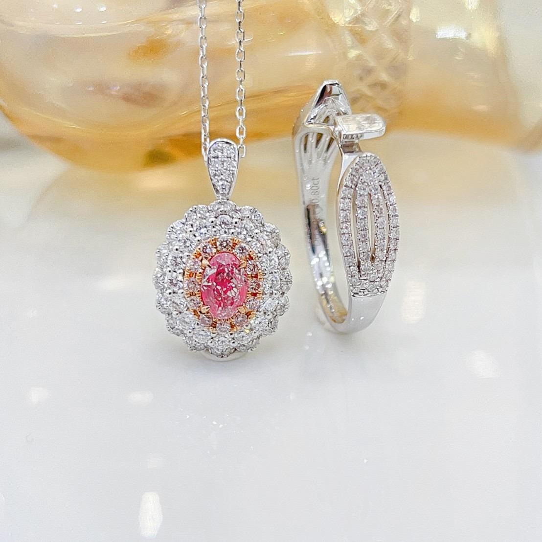 Bague en or blanc 18 carats certifiée GIA et ornée d'un diamant rose Neuf - En vente à Kowloon, HK