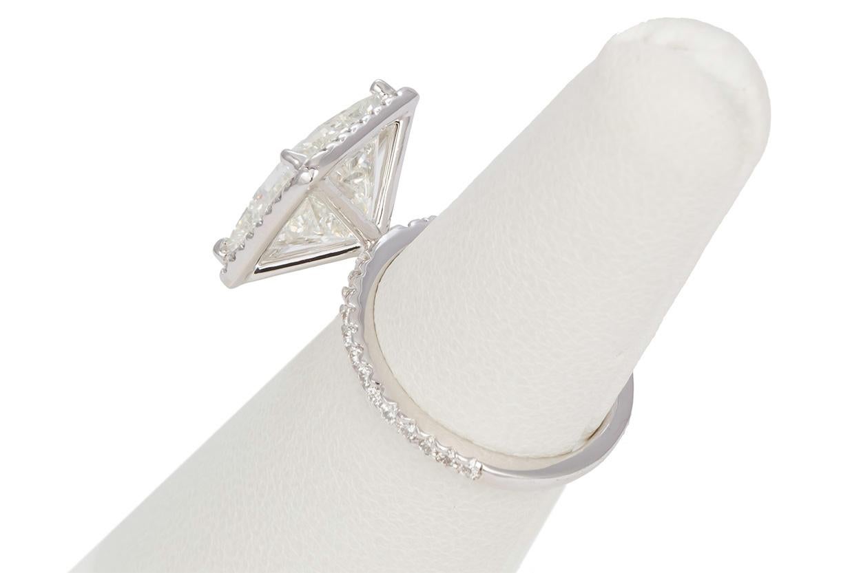 Women's GIA Certified 18K White Gold & Princess Cut Diamond Halo Engagement Ring 6.15ctw