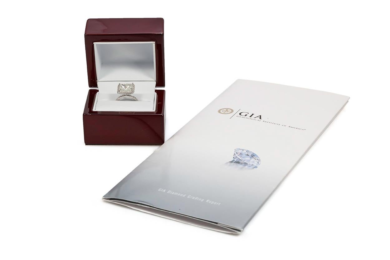 GIA Certified 18K White Gold & Princess Cut Diamond Halo Engagement Ring 6.15ctw 1
