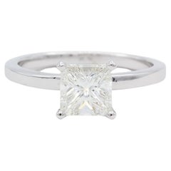 GIA Certified 18k White Gold & Princess Diamond Solitaire Engagement Ring 1.50ct