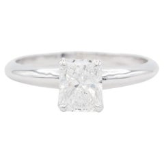 GIA Certified 18K White Gold & Radiant Diamond Solitaire Engagement Ring 1.05ct