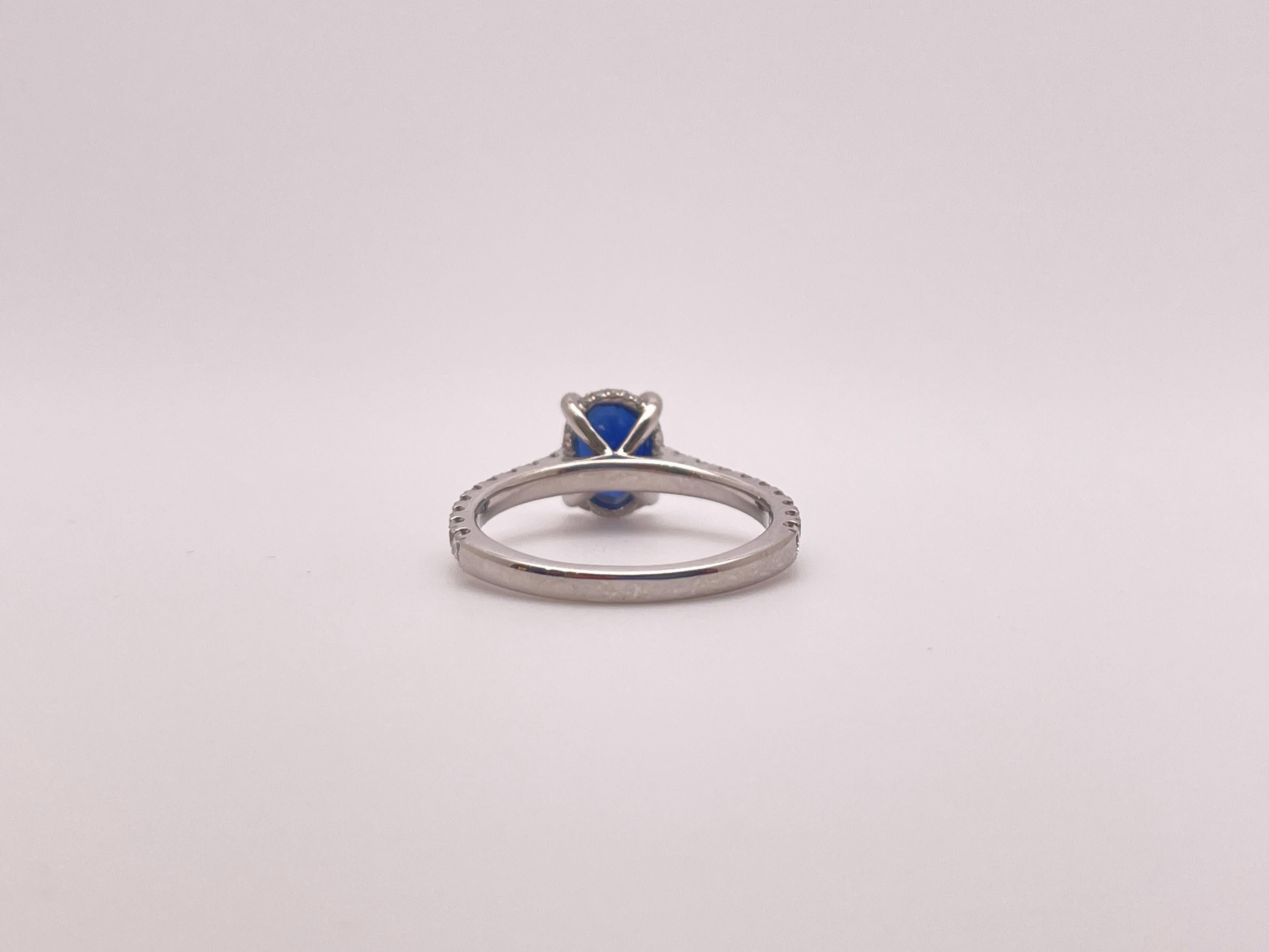 GIA Certified 18K White Gold Sapphire Diamond Engagement Ring For Sale 7