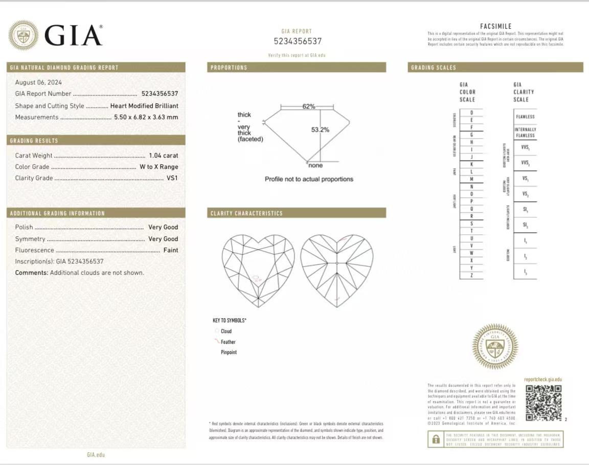 Bague à tige torsadée en forme de cœur avec diamant jaune certifié GIA de 1,04 carat Unisexe en vente
