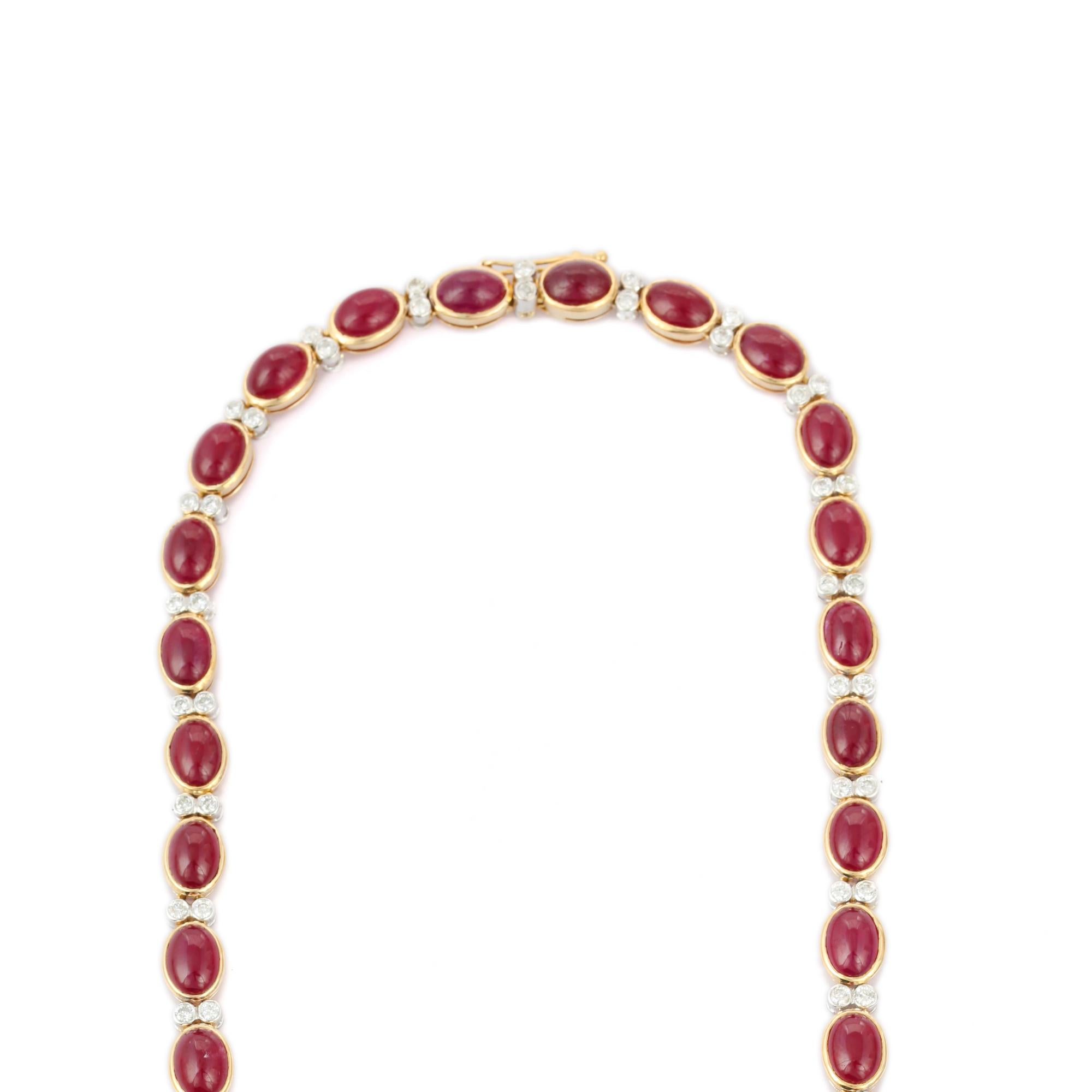Collier en or jaune 18 carats avec rubis et diamants certifiés de 17 carats Neuf - En vente à Houston, TX