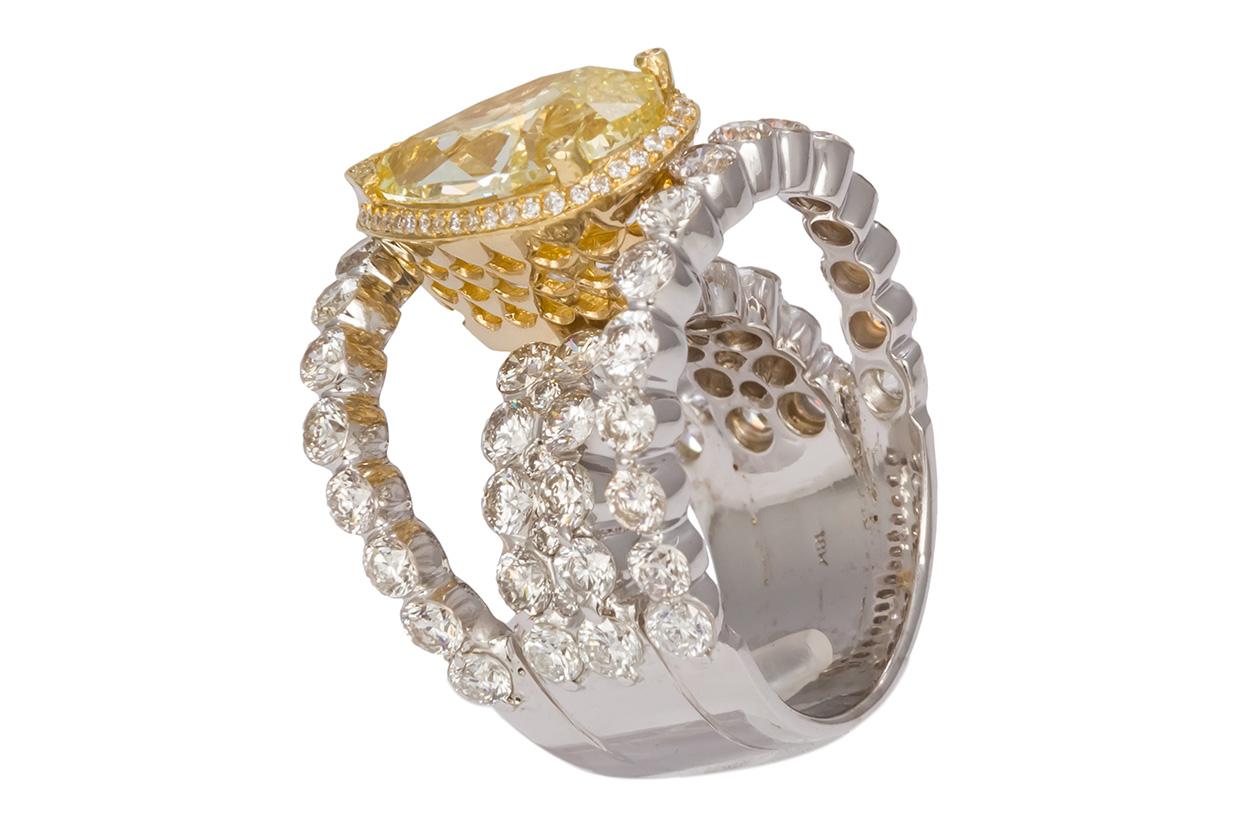 GIA Certified 18k Yellow & White Gold Natural Fancy Yellow Diamond Ring 9.50ctw 4