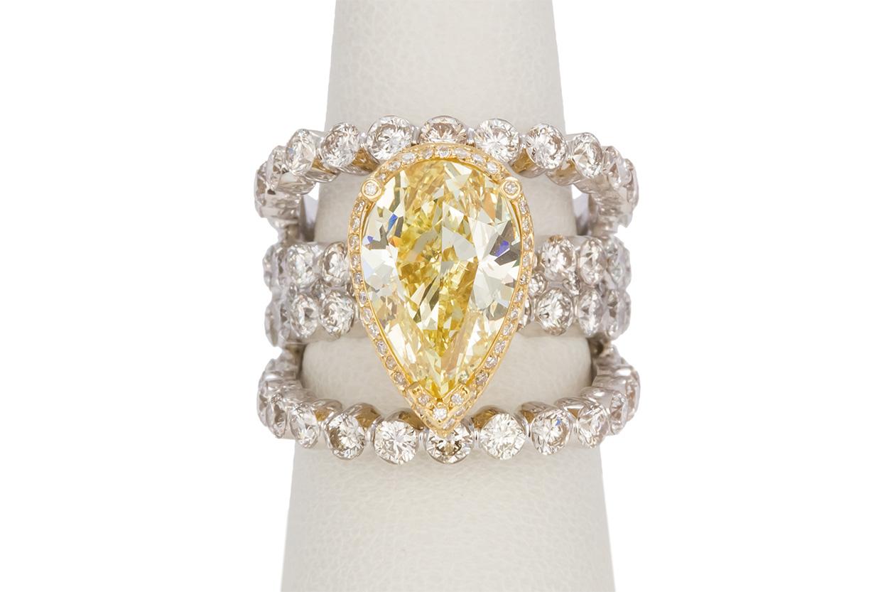 GIA Certified 18k Yellow & White Gold Natural Fancy Yellow Diamond Ring 9.50ctw 5