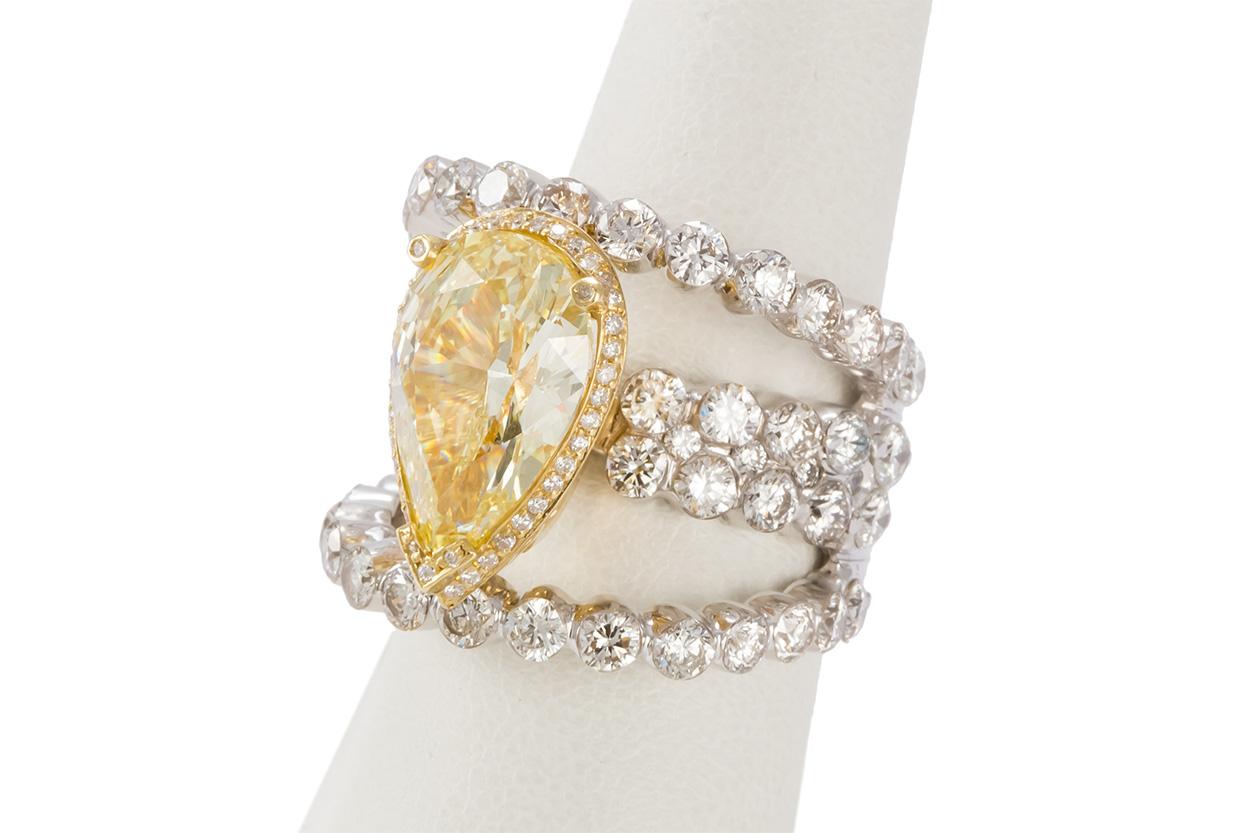 GIA Certified 18k Yellow & White Gold Natural Fancy Yellow Diamond Ring 9.50ctw 6