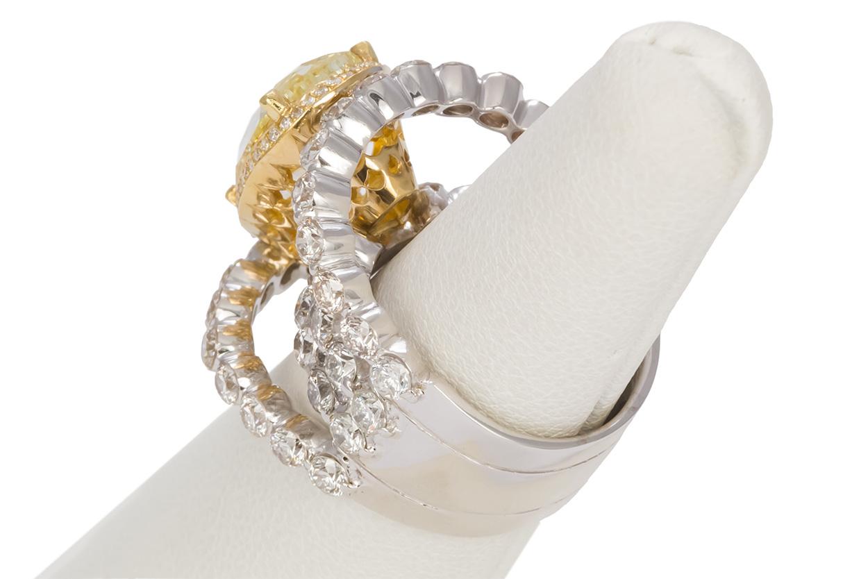 GIA Certified 18k Yellow & White Gold Natural Fancy Yellow Diamond Ring 9.50ctw 7