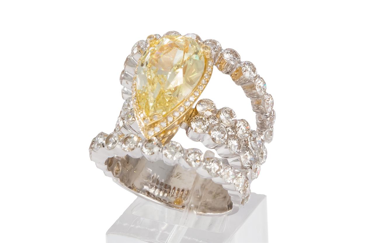 GIA Certified 18k Yellow & White Gold Natural Fancy Yellow Diamond Ring 9.50ctw 1
