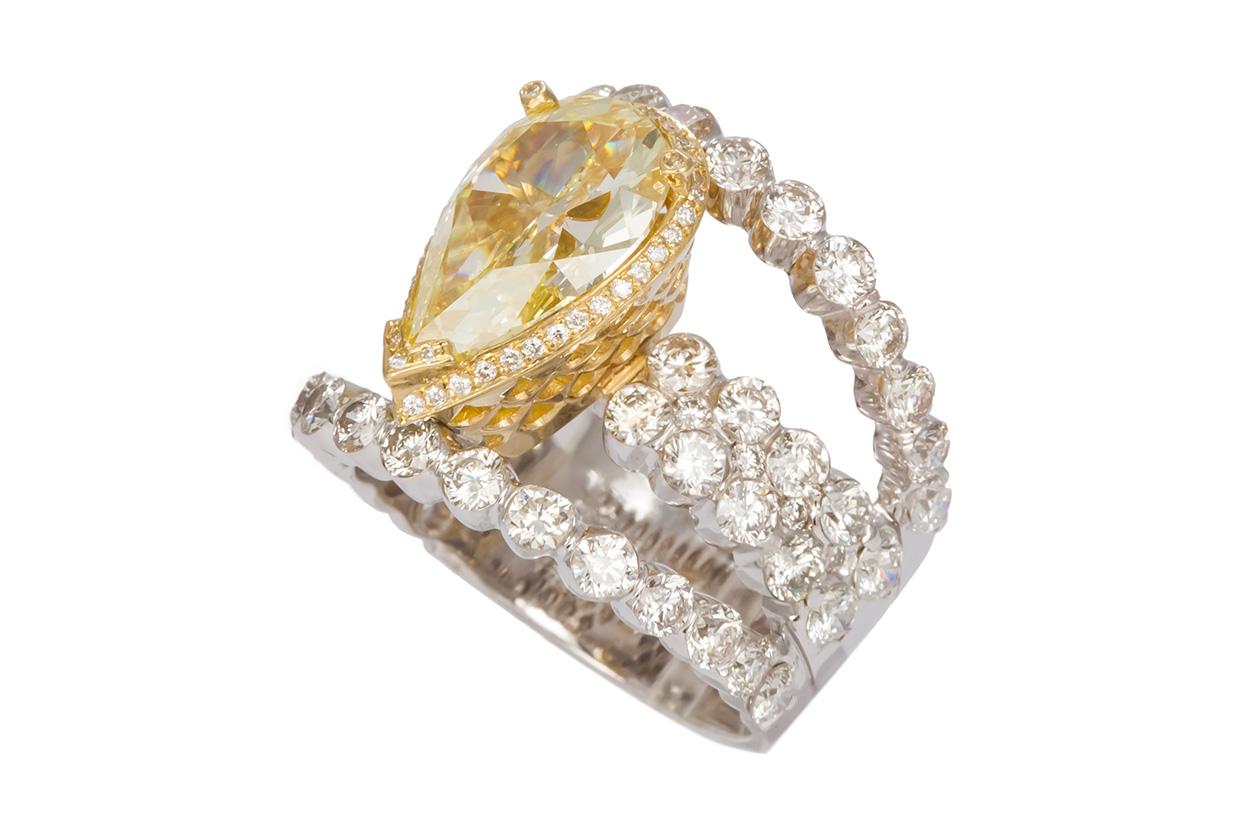 GIA Certified 18k Yellow & White Gold Natural Fancy Yellow Diamond Ring 9.50ctw 2