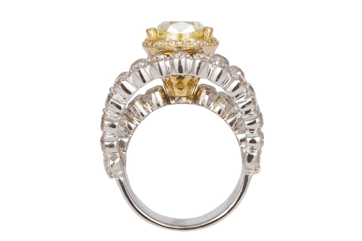 GIA Certified 18k Yellow & White Gold Natural Fancy Yellow Diamond Ring 9.50ctw 3