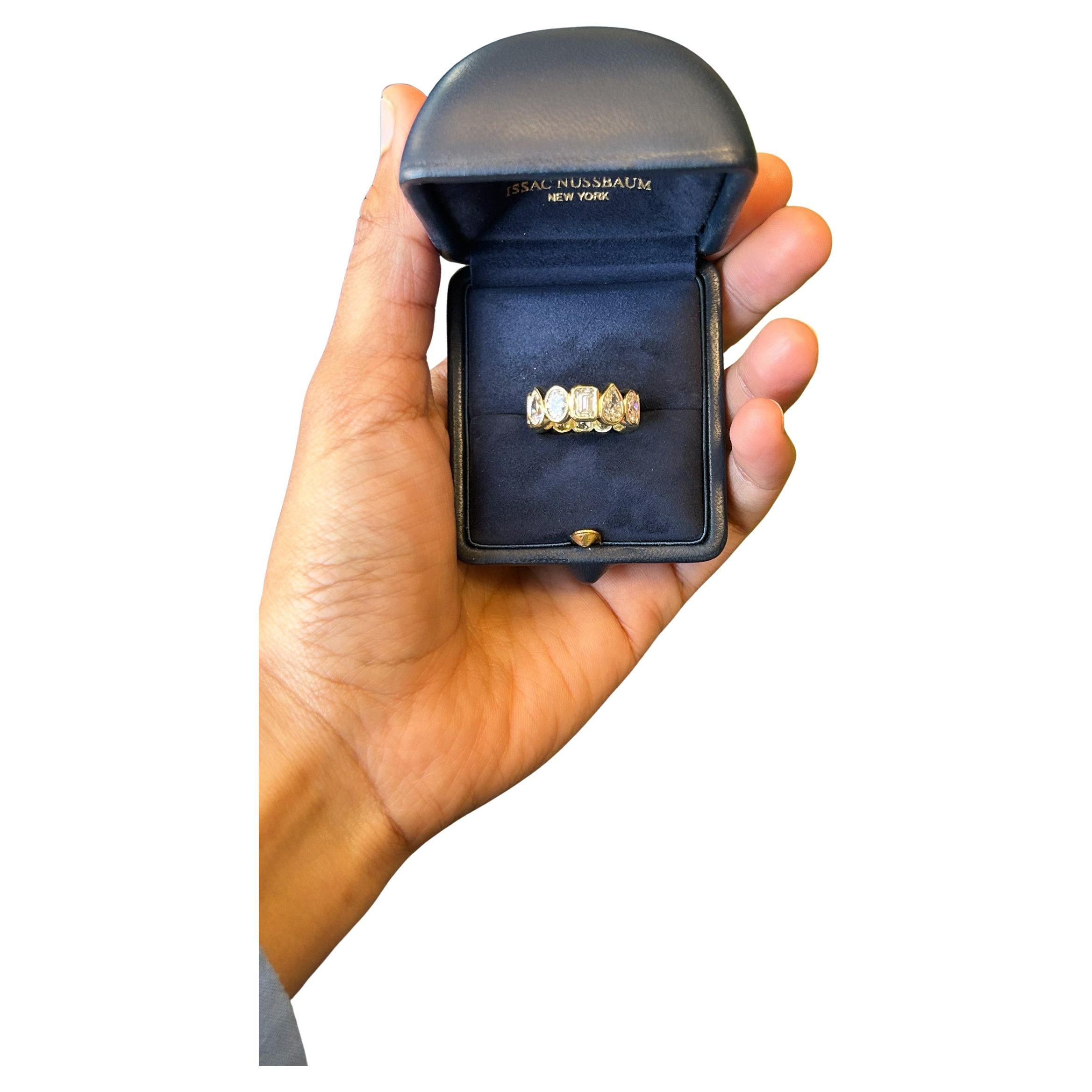 Issac Nussbaum 18K YG 6.00 Carat Mixed Shape Diamond Eternity Band Ring For Sale