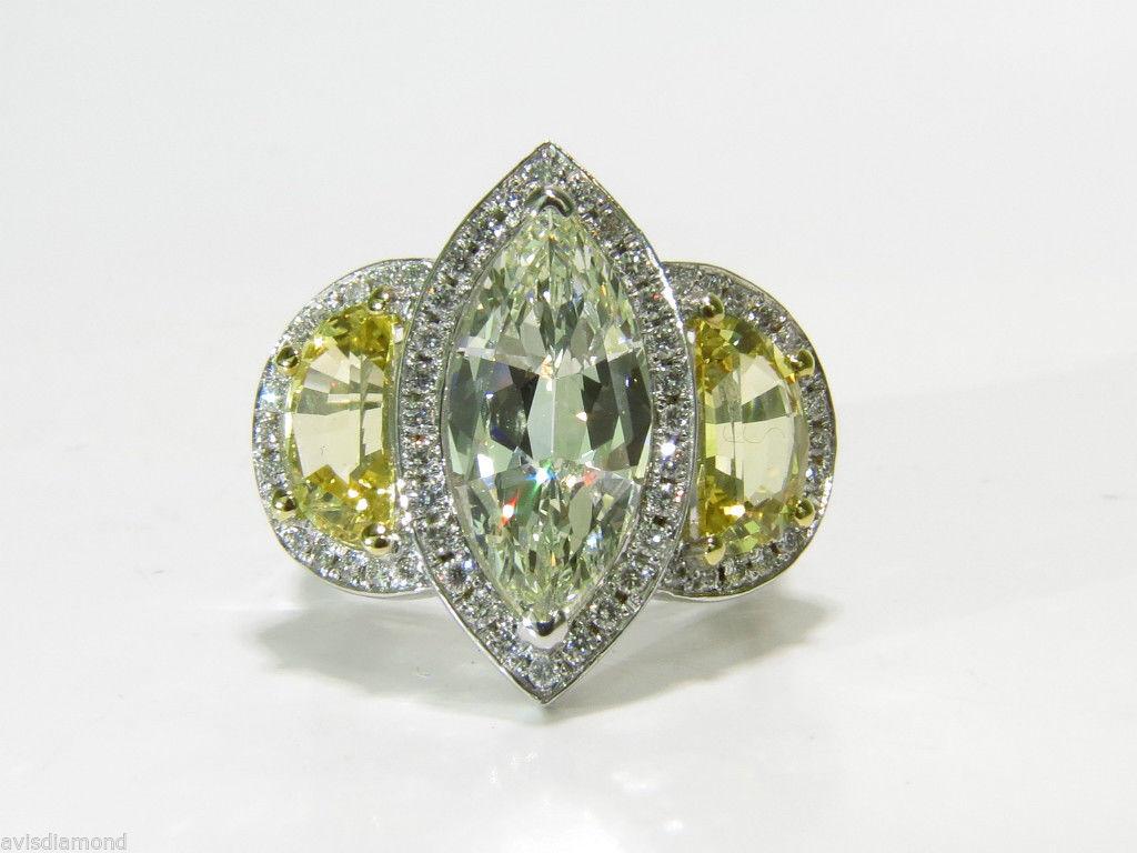 Bague saphir marquise 18 carats avec diamant certifié GIA 7,82 carats, non chauffée et non chauffée en vente 6